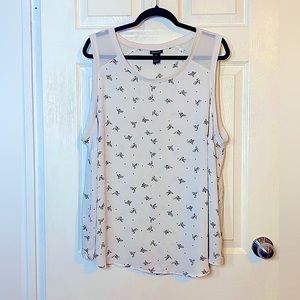 3X Torrid White Chiffon Sleeveless Bumblebee Top
